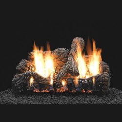 18" Charred Oak Ceramic Logs, 18" Slope Glaze Vent Free Burner (Millivolt/Pilot) - Empire Comfort Systems
