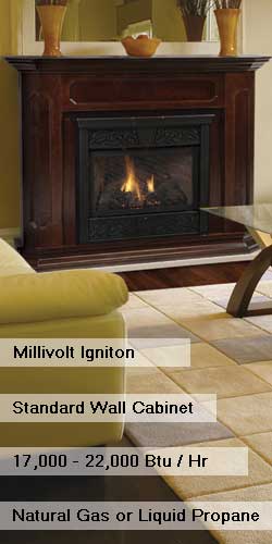 24" Chesapeake Vent Free Fireplace with Unfinished Mantel (Millivolt/Pilot) - Monessen