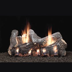 30" Sassafras Refractory Logs, 30" Slope Glaze Vent Free Burner (Millivolt/Pilot) - Empire Comfort Systems