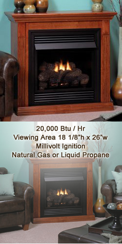 26" Vail Vent Free Fireplace (Millivolt/Pilot) - Empire