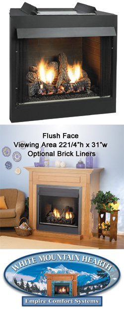 32" Breckenridge Deluxe Flush Face Vent Free Firebox, Traditional Ceramic Fiber Brick Liner - Empire