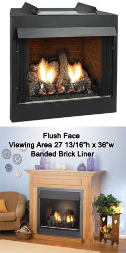 32" Breckenridge Premium Flush Face Vent Free Firebox, Banded Ceramic Fiber Brick Liner - Empire