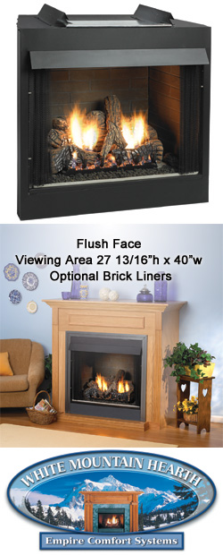 42" Breckenridge Premium Flush Face Vent Free Firebox, Aged Ceramic Fiber Brick Liner - Empire