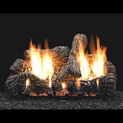 18" Charred Oak Ceramic Logs, 18" Slope Glaze Vent Free Burner (Millivolt Pilot) - Empire Comfort Systems