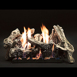 18" Dirftwood Burncrete Logs, 18" Slope Glaze Vent Free Burner with Remote  (Millivolt Pilot) - Empire Comfort Systems