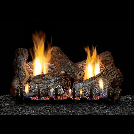 18" Sassafras Refractory Logs, 18" Slope Glaze Vent Free Burner with Remote  (Electronic Ignition) - Empire Comfort Systems