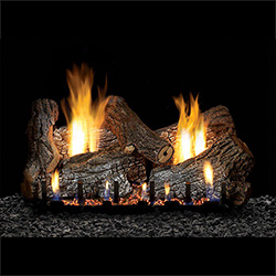 18" Sassafras Refractory Logs, 18" Slope Glaze Vent Free Burner (Millivolt Pilot) - Empire Comfort Systems