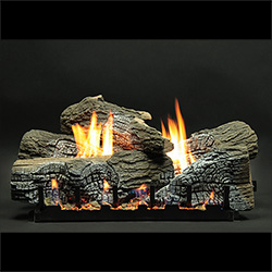 18" Stacked Wildwood Refractory Logs, 18" Slope Glaze Vent Free Burner (Millivolt Pilot) - Empire Comfort Systems