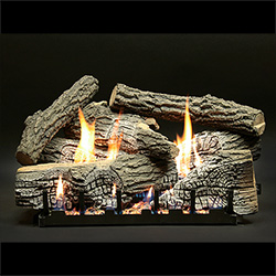 18" Super Stacked Wildwood Refractory Logs, 18" Slope Glaze Vent Free Burner (Millivolt Pilot) - Empire Comfort Systems