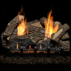 24" Berkley Oak Refractory Logs with 24" Natural Blaze Vent Free Burner (Millivolt/Pilot) - Monessen