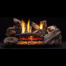 24" Moxie Burncrete Hybrid Logs, 24" Glow Getter Vent Free Burner (Millivolt/Pilot) - Monessen