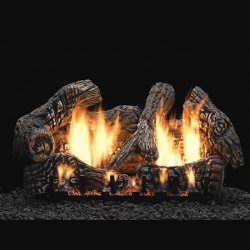 18" Super Charred Oak Ceramic Logs, 18" Slope Glaze Vent Free Burner, Remote (Millivolt/Pilot) - Empire Comfort Systems