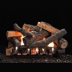 30" Ponderosa Refractory Logs, 30" Slope Glaze Vent Free Burner, Remote (Electronic Ignition) - Empire Comfort Systems