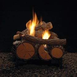 30" Rock Creek Multi-Sided Refractory Logs, 30" Slope Glaze Vent Free/Vented Burner (Millivolt/Pilot) - Empire Comfort Systems