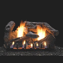 30" Super Sassafras Refractory Logs, 30" Slope Glaze Vent Free Burner, Remote (Electronic Ignition) - Empire Comfort Systems